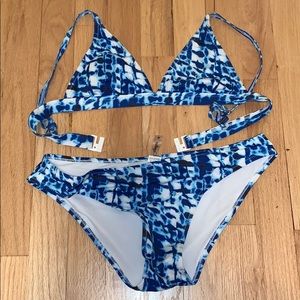 Blue and white Bikini Set
